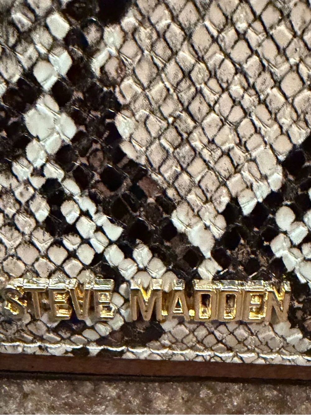 Steve Madden Brown Faux-Snakeskin Accent Satchel